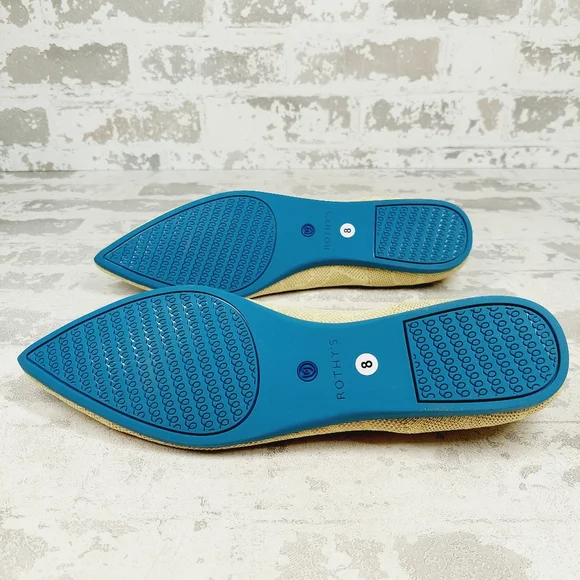 New Rothy's The Flat Giraffe Lemon Knit Pointy Toe Slip On Loafers W560